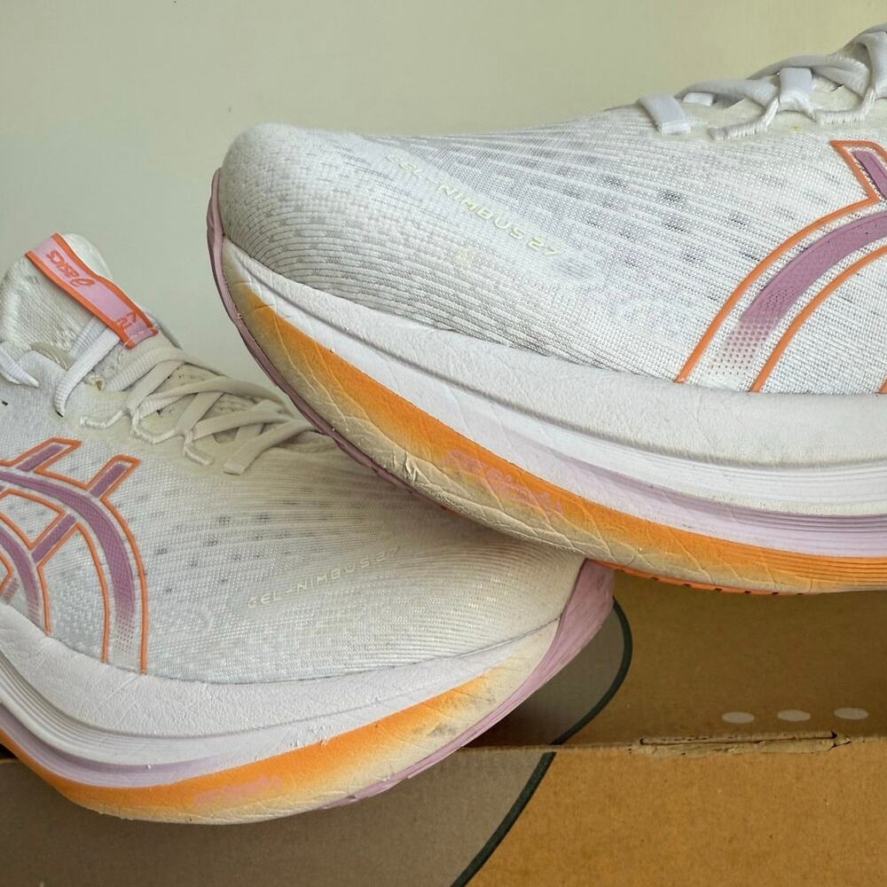 Asics Gel Nimbus 27 ‘White Light Ube’ Women Running Sneakers - SZ 10 .5 Wide - Picture 9 of 13